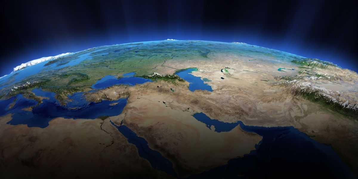 image of globe middle east region